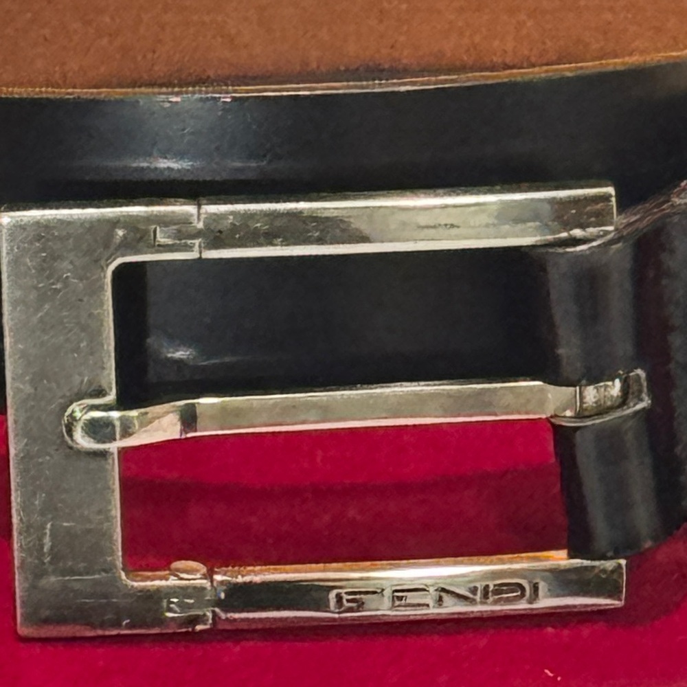 Fendi Black Leather Belt with Silver Buckle - Picture 3 of 16
